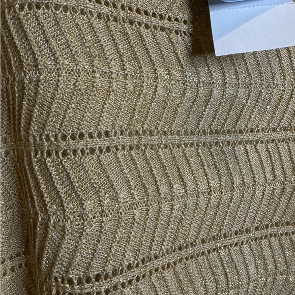 Metalic Gold Glitter formal evening holiday Batwing open knit sweater plus 4X - Picture 5 of 13